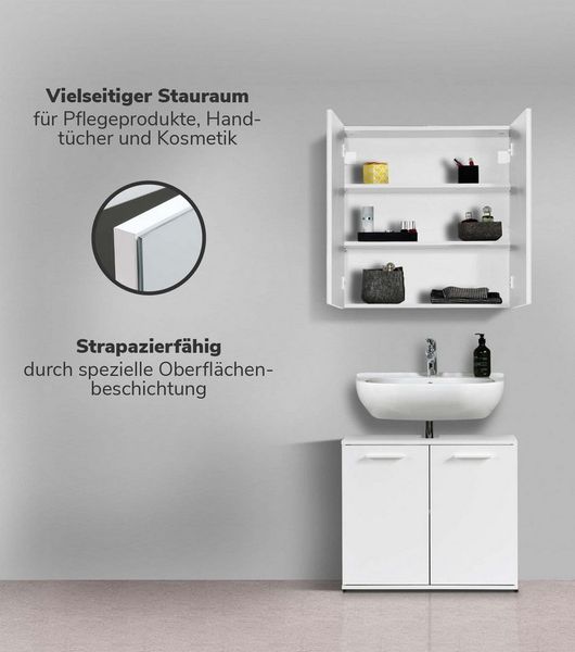 mokebo® Bad Spiegelschrank 'Die Badenixe', moderner Badschrank mit Spiegel & Badezimmerschrank, Made in Germany | 70 x 71 x 23 (B/H/T in cm)