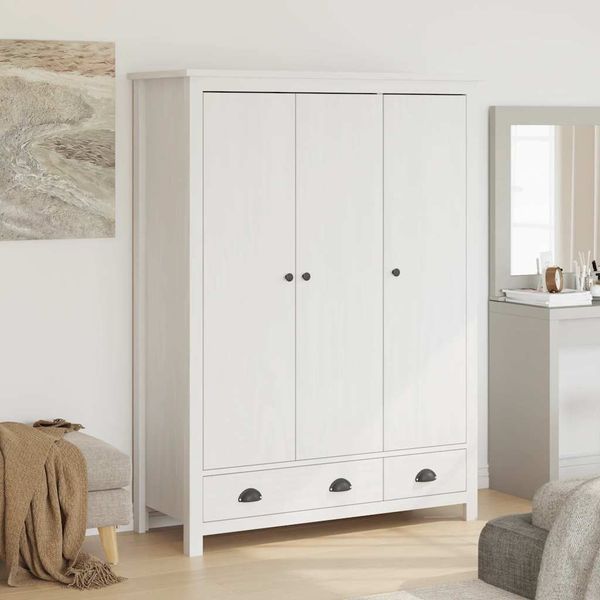 vidaXL Kleiderschrank mit 3 Türen Hill Weiß 127x50x170 cm Kiefernholz 288952