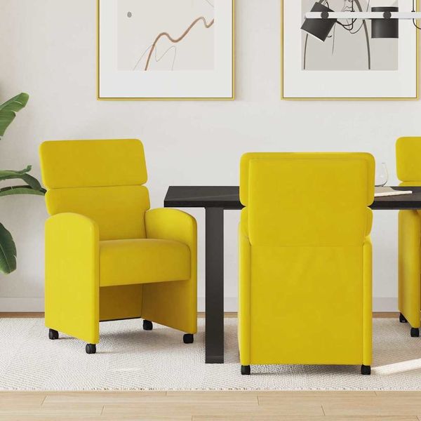 vidaXL Esszimmerstühle mit Rollen 2 pcs Gelb 58 x 65 x 98 cm Samt 42017881
