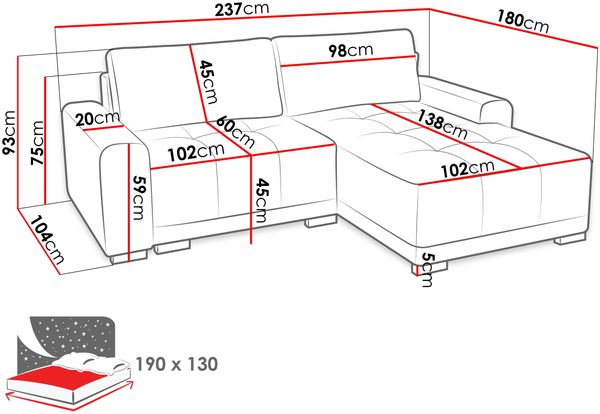Ecksofa Moseti (Farbe: Kronos 22) Bild 6