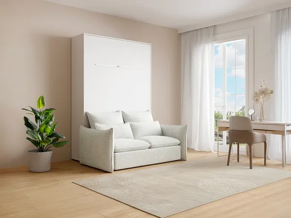 Vente-unique - RAPILI Bett Holz, Platte BeigeWeiß - B 151 cm239,2 cm x H 225,2 cm x L 188 cm