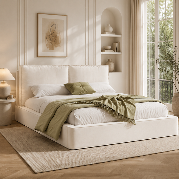 Polsterbett,Doppelbett,160x200 cm,Bett mit Lattenrost, gepolstertes Kopfteil, Beige Chenille