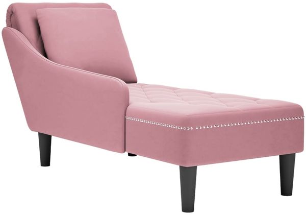 vidaXL Chaiselongue mit Kissen und Rechter Armlehne Rosa Samt 4009775