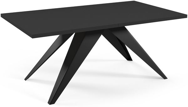 MEBLINI Esstisch Ausziehbar aus Metall - 140-240 x 80 x 76 cm - VENTI - Schwarz Matt/Schwarz Matt - Loft - Esszimmertisch Modern - Küchentisch - Ausziehtisch - Dining Table
