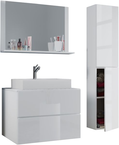 VCM Badmöbel Waschtisch Lendas 915210 Weiß H. 150 x B. 80 x T. 51 cm