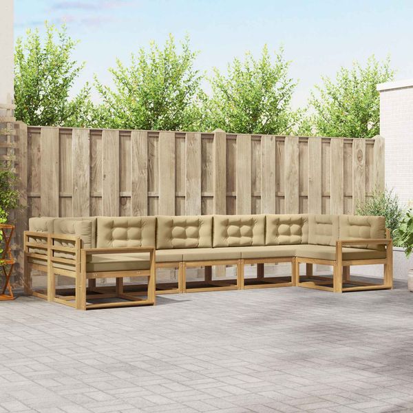 vidaXL Outdoor-Sofagarnitur mit Kissen 7 pcs Weiß und Beige 3386977