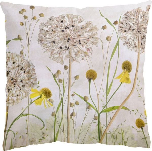 Bilderdepot24 Dekokissen drinnen Kissenhülle/ Sofakissen/ Zierkissen Kissenhülle beige Blumen L, Bezug mit / ohne Füllung Zierkissen Outdoor Sofa Bett