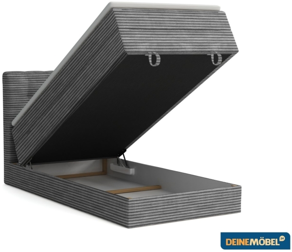 Deine Möbel 24 Boxspringbett JUNG 2 Polsterbett Komplettbett Hotelbett Cord-Stoff inkl. Topper (für Jugendliche Jugendbett Cord Beige Creme Grau Schwarz Anthrazit, 3-St, Bonellfederkernmatratze H3 Taschenfederkernmatratze H4), 90x200 100x200 120 cm Ein... Bild 2