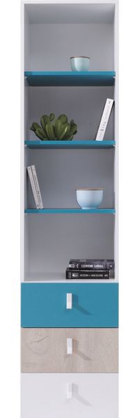 Jugendzimmer Spuki in Weiß, Eiche & Meerblau in 4 Varianten oder als Einzelmöbel - 1 teilig , Standregal mit Schubkästen