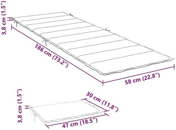 vidaXL Sonnenliegen-Auflage, Oxford-Gewebe , Melange Grün, 3 x 186 x 58 cm Bild 11