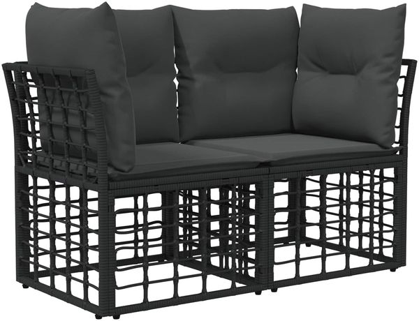 vidaXL Outdoor-Lounge 2 pcs Schwarz und Dunkelgrau Poly-Rattan 42026727