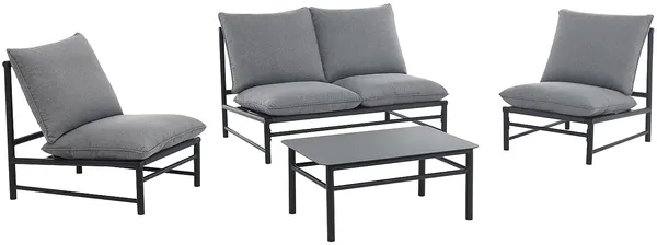 Vente-unique - LISMO Gartensitzgruppe Metall Grau - B 88 cm x H 80 cm x L 136 cm
