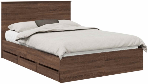 vidaXL Bettrahmen Braun Eichen-Optik 140 x 190 cm Ingenieurs Holz 3409460