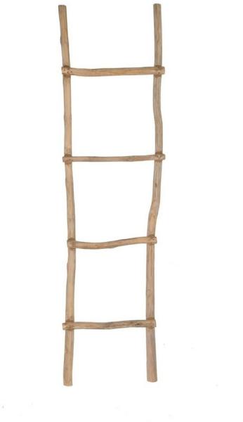 Spetebo Dekoleiter Teak Holz Dekoleiter natur - 150 cm x 40 cm (Packung, 1 tlg), dekorative Holzleiter Deko Garderobe im Landhaus Design