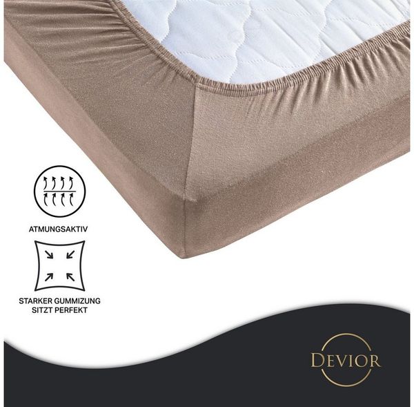 Devior Spannbettlaken für 180x200cm Boxspringbett-Matratzen bis 32cm dicke, 100% Baumwolle, Jersey, Gummizug: Rundumgummizug, Atmungsaktives Bettlaken mit Einlaufschutz 135 g/m² – ohne Fussel