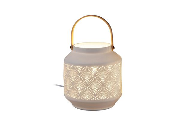 formano Tischleuchte Tischlampe Ø 18 x 24 cm Keramik Weiß, ohne Leuchtmittel, Dekoleuchte