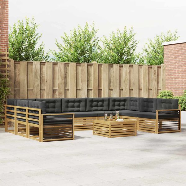 vidaXL Outdoor-Sofagarnitur mit Kissen 10 pcs Weiß und Anthrazit 3391207
