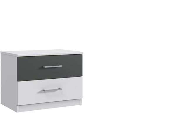 Nachtschrank >ANGIE< in WEISS + GRAPHIT - 52x40x38cm (BxHxT)