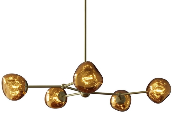 riess-ambiente Hängeleuchte LIQUID DIAMOND 100cm gold – 5-flammige Glas-Kugelleuchte, keine besonderen Funktionen, ohne Leuchtmittel, Pendelleuchte Design, edle Metall-Optik, für Esszimmer Bild 5