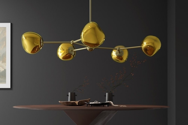 riess-ambiente Hängeleuchte LIQUID DIAMOND 100cm gold – 5-flammige Glas-Kugelleuchte, keine besonderen Funktionen, ohne Leuchtmittel, Pendelleuchte Design, edle Metall-Optik, für Esszimmer Bild 2