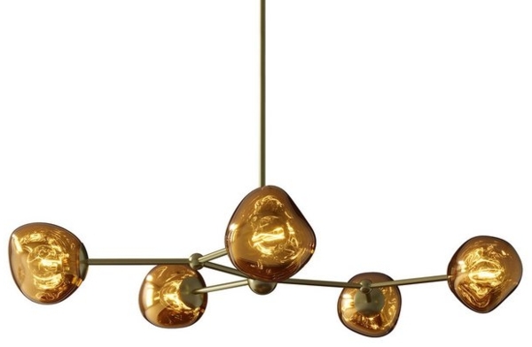 riess-ambiente Hängeleuchte LIQUID DIAMOND 100cm gold – 5-flammige Glas-Kugelleuchte, keine besonderen Funktionen, ohne Leuchtmittel, Pendelleuchte Design, edle Metall-Optik, für Esszimmer Bild 4