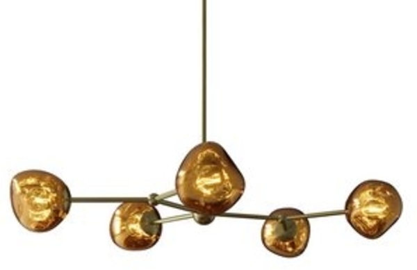 riess-ambiente Hängeleuchte LIQUID DIAMOND 100cm gold – 5-flammige Glas-Kugelleuchte, keine besonderen Funktionen, ohne Leuchtmittel, Pendelleuchte Design, edle Metall-Optik, für Esszimmer Bild 6