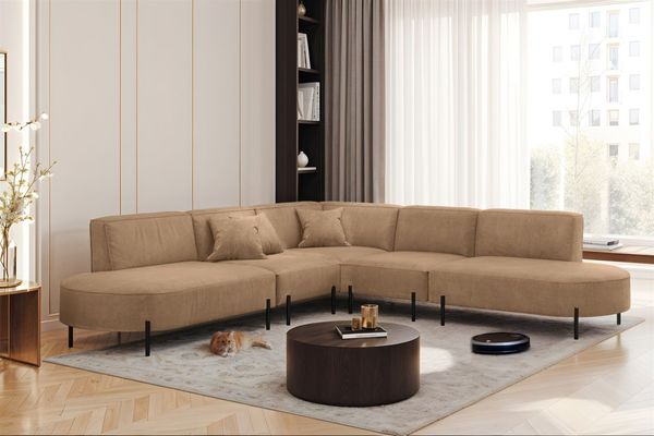 Ecksofa Designersofa VALENCIA Stoff Noel Braun Universal