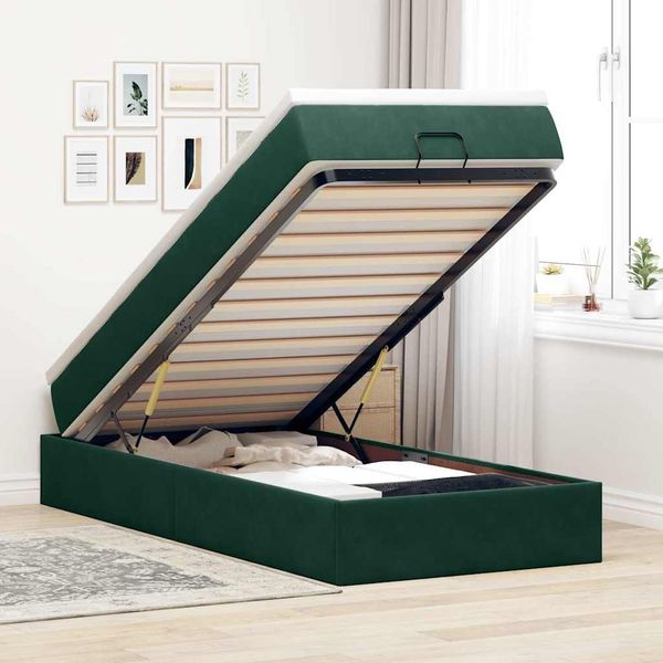 vidaXL Ottoman-Bett mit Matratze Dunkelgrün 80x200 cm Samt 3311150