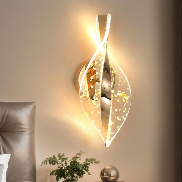 Comely LED Wandleuchten Innen Gold, 3 Farbtemperatur 12W 2000LM Kreative Innen LED Wandlampe für Schlafzimmer, Wohnzimmer, 3000K/4500K/6500K