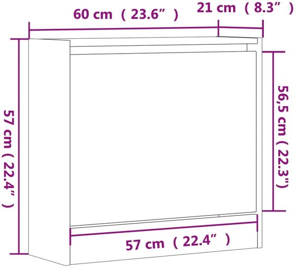 vidaXL Schuhregal Grau Sonoma 60x21x57 cm Holzwerkstoff 839887 Bild 9