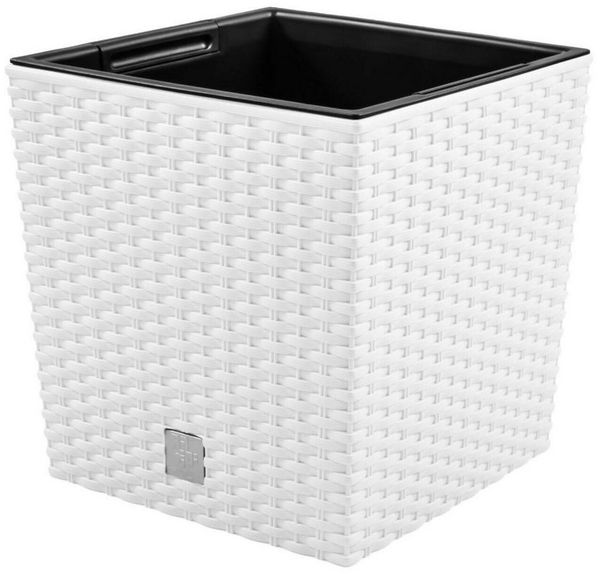 Prosperplast 'Rato' Blumentopf, Polyrattan, Weiß, 32 x 32 x 32,5 cm, 21 Liter