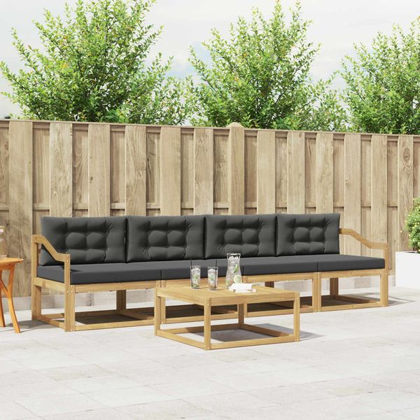 vidaXL Outdoor-Sofagarnitur mit Kissen 4 pcs Weiß und Anthrazit 3386041