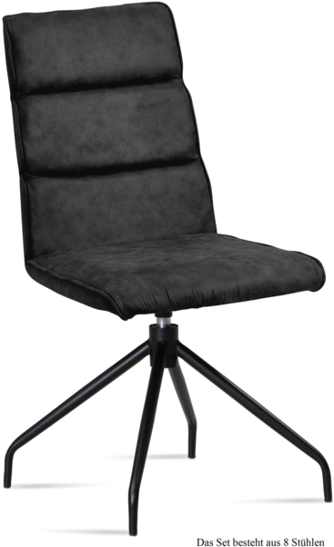 Esszimmerstuhl drehbar (8er-Set) Domini 47 x 92 x 60 Schwarz/Anthrazit