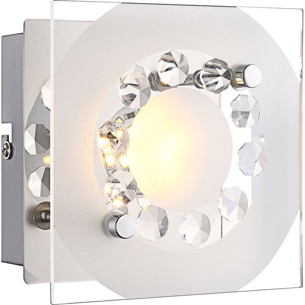 LED Wandleuchte, Kristalle, Glas, Chrom, L 12cm