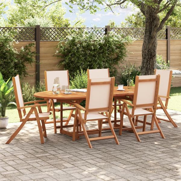 vidaXL Gartenstühle 6 Stk. Klappbar Massivholz Akazie und Textilene 3279236