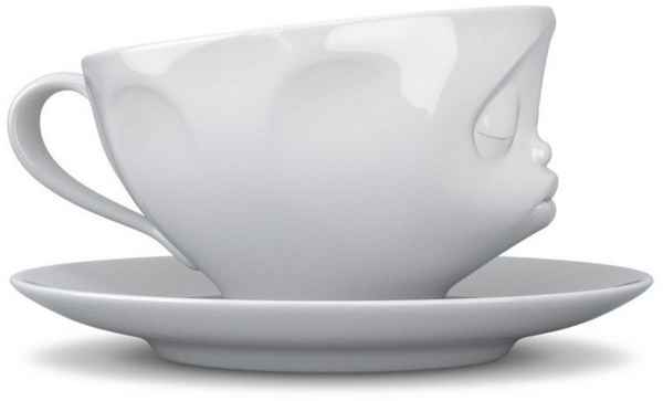 Schmunzel Kaffee Tasse küssend in weiß 200ml