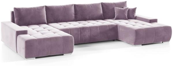 Wohnlandschaft Sofa mit Schlaffunktion VOGAR Stoff Monolith Lila