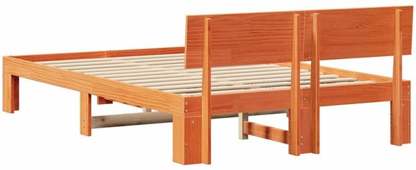 vidaXL Bettrahmen Wachsbraun 120 x 190 cm Massives Kiefernholz 872664 Bild 7