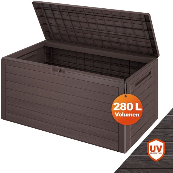 Casaria Auflagenbox Kissenbox Aufbewahrungsbox Woody Holzoptik Braun