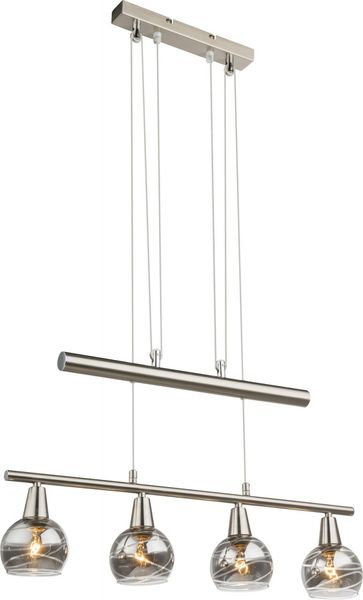LED Hängeleuchte, Glas rauch, höhenverstellbar, L 60 cm
