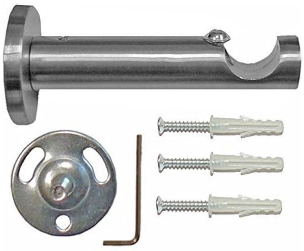 Garduna Gardinenstange Cap modern / Ø 16mm / Edelstahl-Optik / Messing-Antik / Schwarz, 1-läufig, gebohrt, Metall
