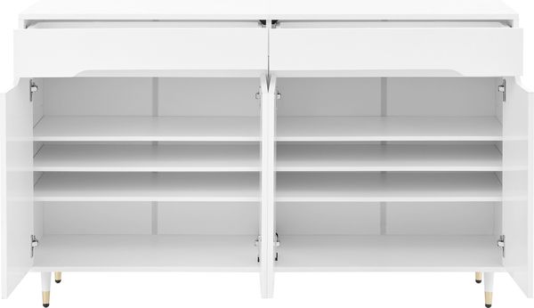 Schuhschrank 140 x 39 x 84 cm, weiß mit 2 Türen, 2 Schubladen und verstellbaren Einlegeböden Bild 6