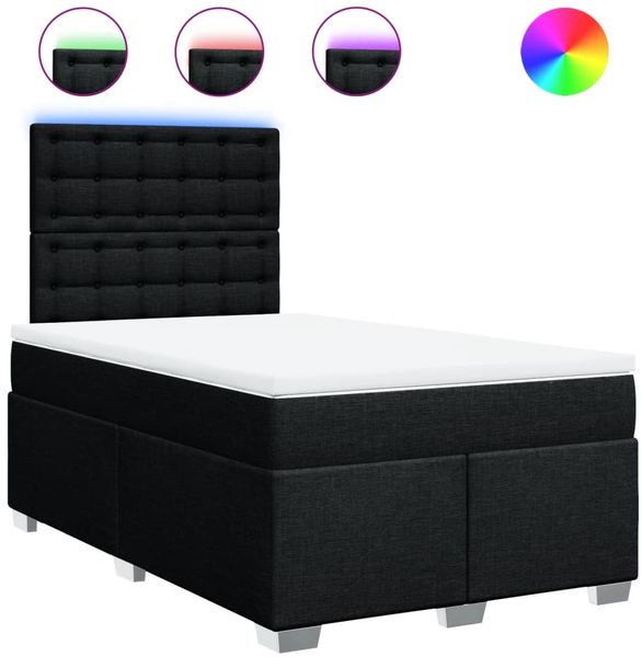 vidaXL Boxspringbett mit Matratze Schwarz 120x190 cm Stoff 3292743 Bild 2