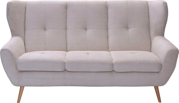 exxpo - sofa fashion 3-Sitzer ALVESTA, Loungesofa, Küchensofa, hoher Sitzkomfort, Ohrenbackensofa, gemütliche Rückenlehne, mit Knopfheftung und hohen Holzfüßen, in Cord