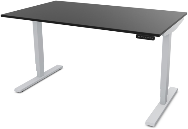 ASSMANN Elektrisch höhenverstellbarer Schreibtisch Y-Line 140x70cm Schwarz Weißaluminium Metall Holz Melaminoberfläche Bild 1