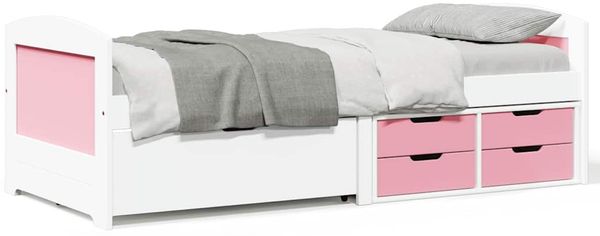 vidaXL Tagesbett mit 5 Schubladen ohne Matratze Weiß Rosa 90x200cm 3314683