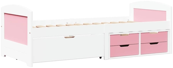 vidaXL Tagesbett mit 5 Schubladen ohne Matratze Weiß Rosa 90x200cm 3314683