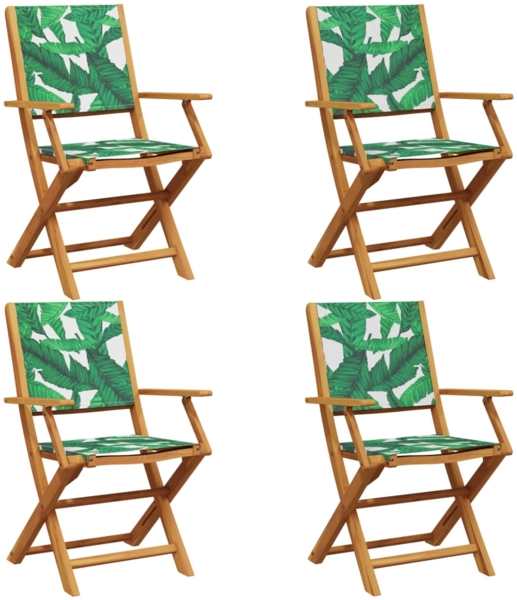 vidaXL Gartenstühle 4 Stk. Klappbar Grün Stoff und Massivholz 3214586
