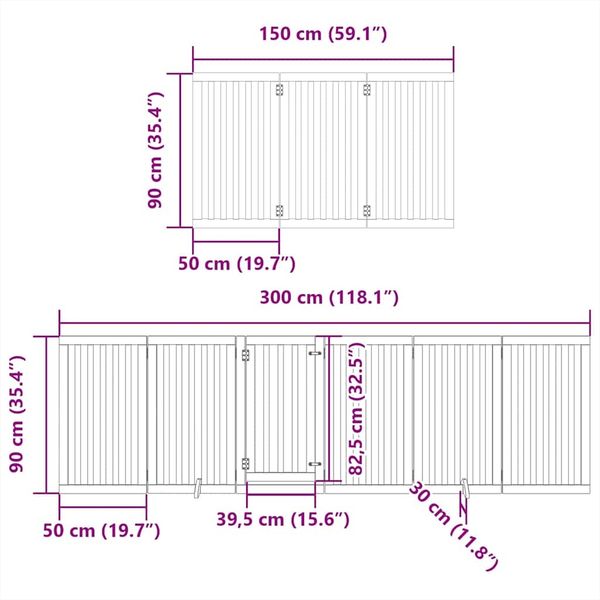 vidaXL 9-tlg. Hundetor mit Tür Faltbar 450 cm Pappelholz 3155644 Bild 11