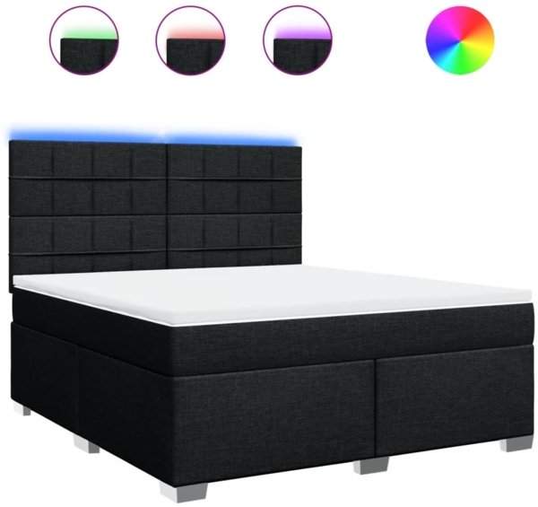 vidaXL Boxspringbett mit Matratze Schwarz 180x200 cm Stoff 3292869